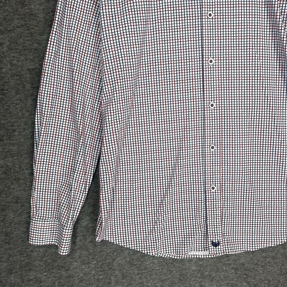 Butter Cloth Shirt Mens Large White Blue red Checked Button Up‎ Geometric Preppy - Picture 4 of 14